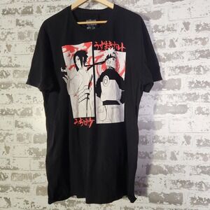 Naruto Shippuden Sasuke T-Shirt Ripple Junction Men's 2X Black Graphic Anime Tee